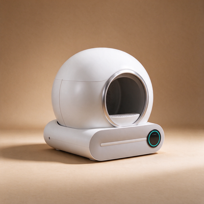 Litière autonettoyante connectée 65 L, vue de trois quarts