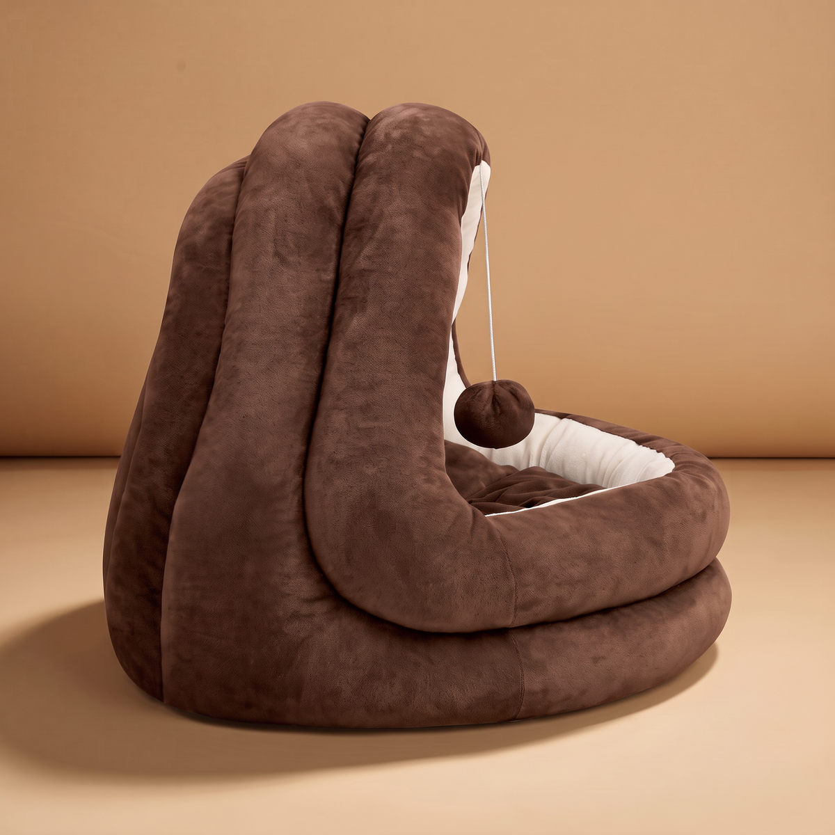 Lit dôme fermé pour chat, marron, intérieur