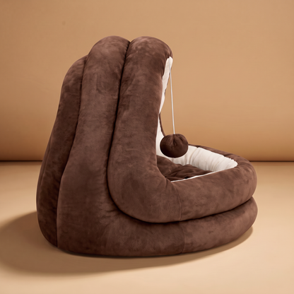 Lit dôme fermé pour chat, marron, intérieur