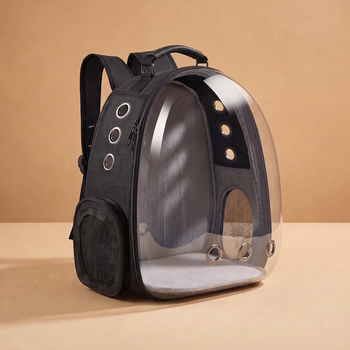 Sac à dos de transport pour chat, noir
