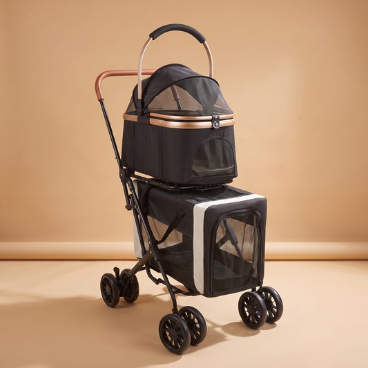 Poussette pliable 2 niveaux, coloris noir