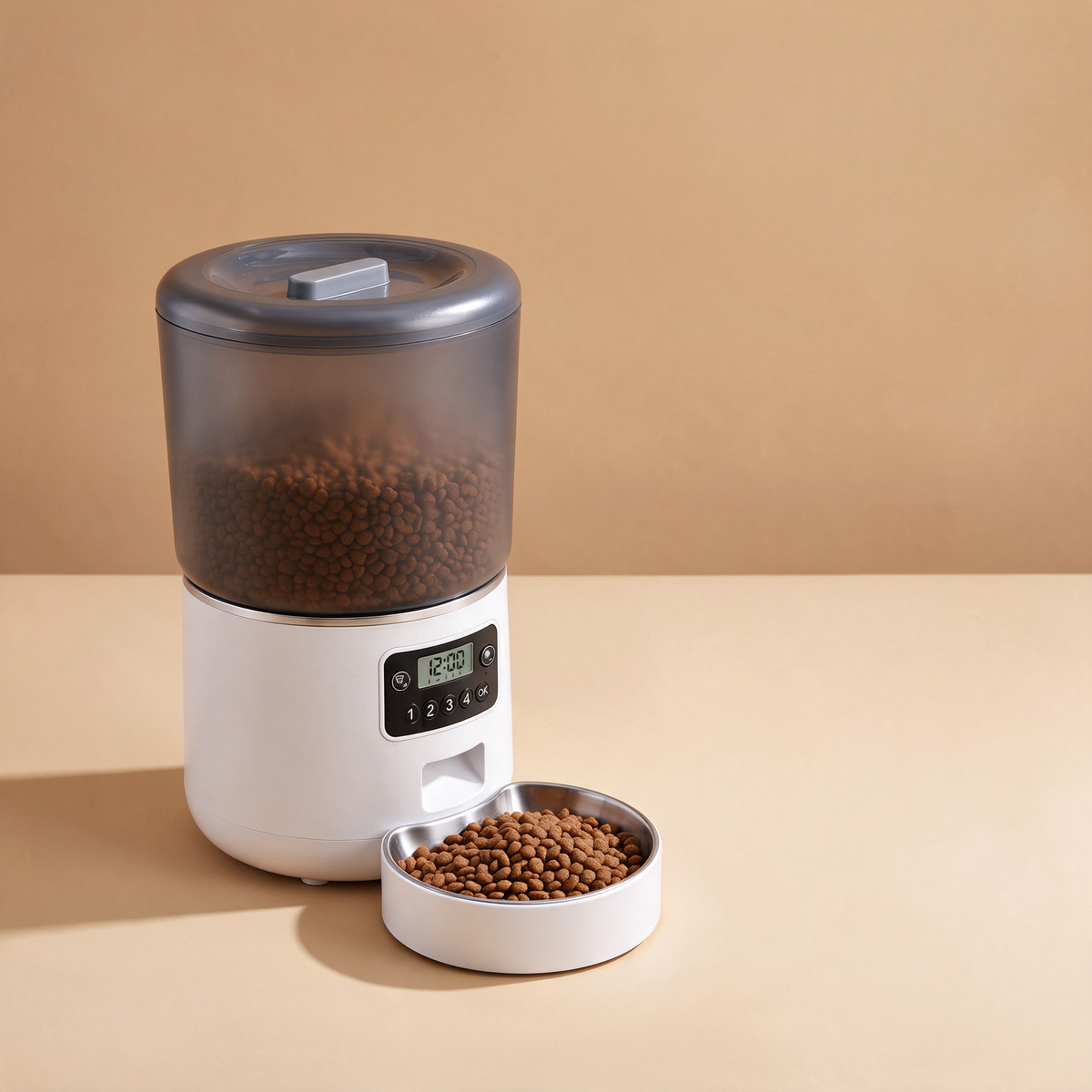 Distributeur automatique de croquettes 4 L, coloris blanc