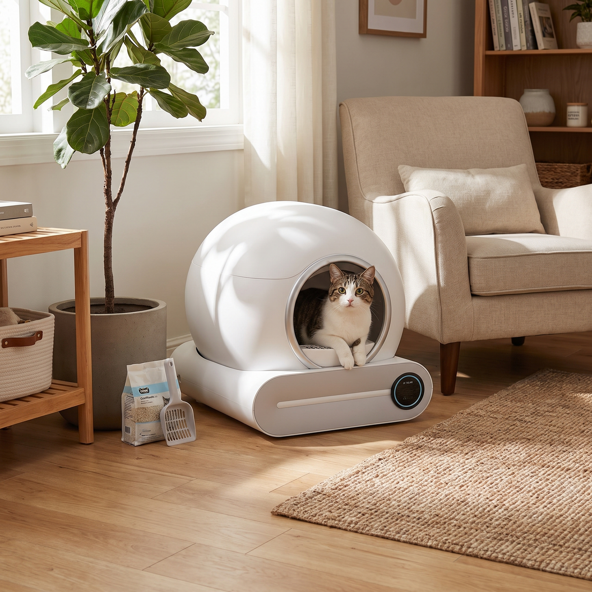 Litière autonettoyante connectée 65 L, fermée
