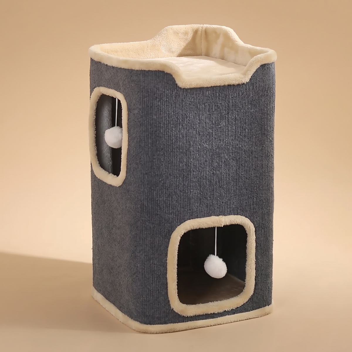 Cube-cachette à griffer pour chat, 60 cm, gris