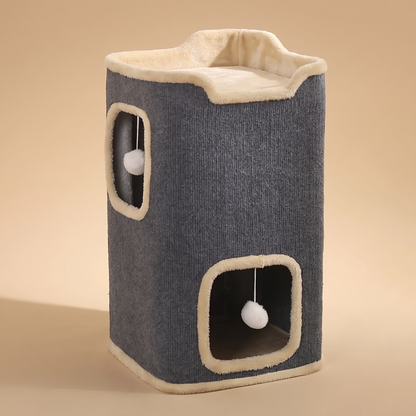 Cube-cachette à griffer pour chat, 60 cm, gris