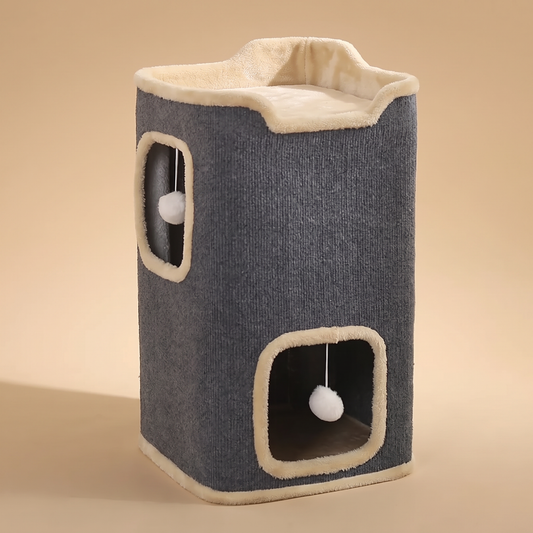 Cube-cachette à griffer pour chat, 60 cm, gris